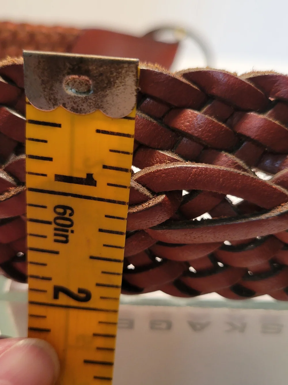Chico's Braided Leather Belt with Round Brass Buckle  Brown S. M/l